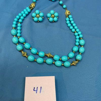 Sale Photo Thumbnail #204: Take a look, the one earring beads needs re-attached.  Looks to be Sarah Coventry, but no signatures found.