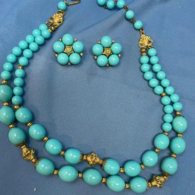 Sale Photo Thumbnail #205: Take a look, the one earring beads needs re-attached.  Looks to be Sarah Coventry, but no signatures found.