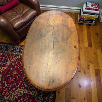 Sale Photo Thumbnail #424: Vintage Solid Pine Occasional Table with Turned Legs and a Single Drawer