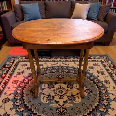 Sale Photo Thumbnail #425: Vintage Solid Pine Occasional Table with Turned Legs and a Single Drawer