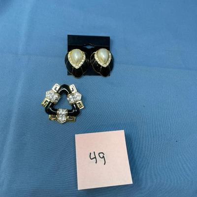 Sale Photo Thumbnail #246: KJL brooch, signed shoe clips.  No damage!