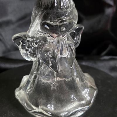 Vintage Clear Glass Angel Figurine Bell – Missing Clapper Chain End – Charming Holiday Display Piece