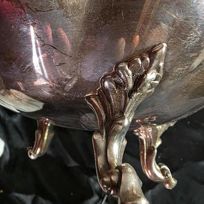 Vintage Silverplate Footed Compote Bowl - Ornate Cherub Handles and Scalloped Rim