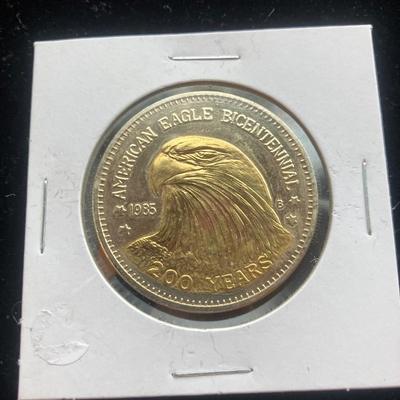 1985 American Eagle Double Eagle Bicentennial Medal – Stunning Original Golden End-of-Roll Toning – Brilliant Uncirculated / High Grade