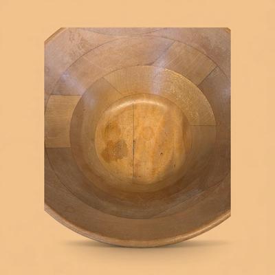 Sale Photo Thumbnail #444: Vintage Wooden Salad Bowl and 4 Single Serve Bowls.  Small split in large bowl see photo