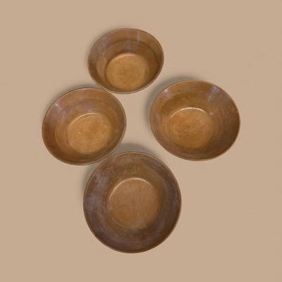 Sale Photo Thumbnail #443: Vintage Wooden Salad Bowl and 4 Single Serve Bowls.  Small split in large bowl see photo