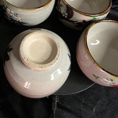 Vintage Japanese Floral Porcelain Teacup Set - Hand-Painted Autumn Leaves and Blossoms