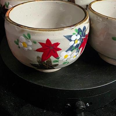 Vintage Japanese Floral Porcelain Teacup Set - Hand-Painted Autumn Leaves and Blossoms