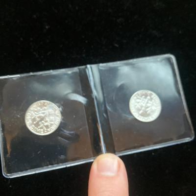 Pair of Brilliant Uncirculated 1964 Roosevelt Dimes – 1964-P – 90% Silver – Fresh Original Luster from Original Bank Roll