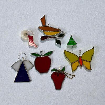 Sale Photo Thumbnail #472: Stained Glass Window Hangers  Set of  7