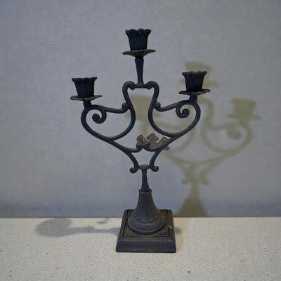 Sale Photo Thumbnail #475: Vintage Wrought Iron Candelabra  Approximately 14" Tall