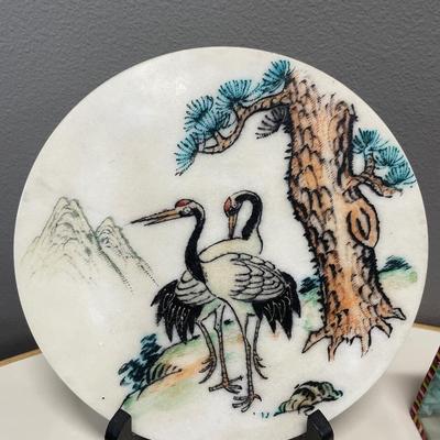 Asian Crane stone with painted eggs
