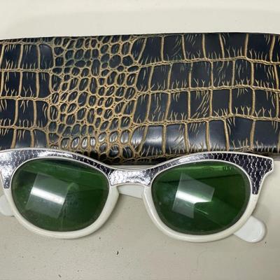 Vintage plastic sunglasses in zipper case
