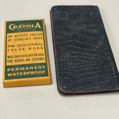 Vintage crayola crayons and Webster’s pocket dictionary