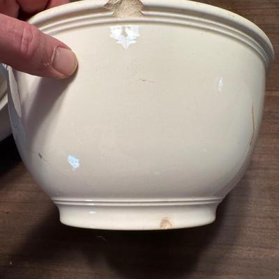 3 Large Vintage Mixing Bowls 1 Chipped