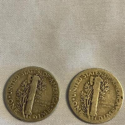 TWO MERCURY SILVER DIMES
