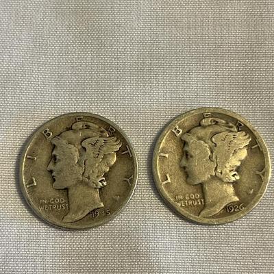TWO MERCURY SILVER DIMES