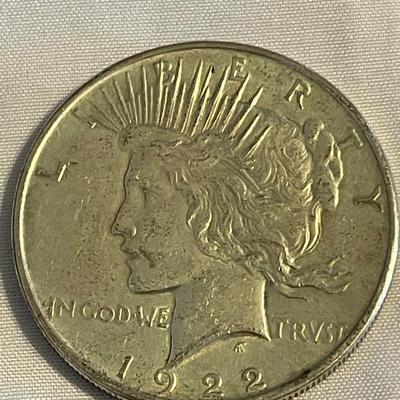 TWO 1922 PEACE SILVER DOLLARS