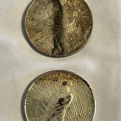 TWO 1922 PEACE SILVER DOLLARS