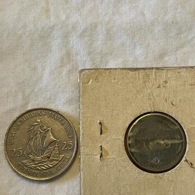 1987 QUEEN ELIZABETH THE SECOND STATE TWENTY FIVE CENT AND 1943-S WHEAT PENNY