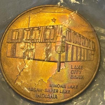 LAKE CITY BANK INDIANA CENTENNIAL SOUVENIR WARSAW SILVER LAKE