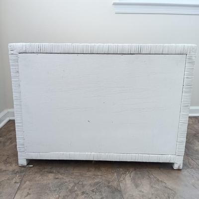 LOT 3: White Wicker Nightstand