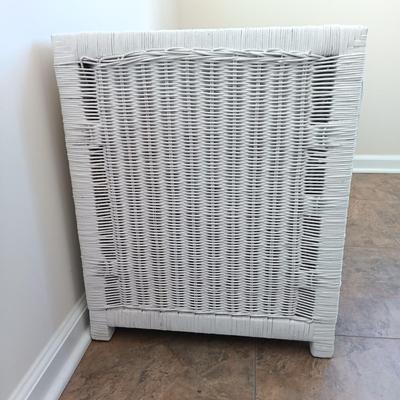 LOT 3: White Wicker Nightstand