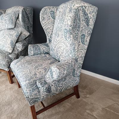 LOT 6: Pair of Wingback Armchairs