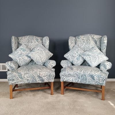 LOT 6: Pair of Wingback Armchairs