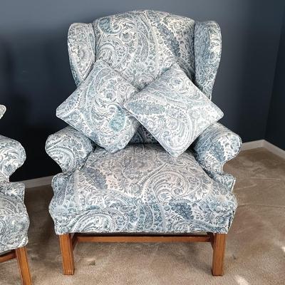 LOT 6: Pair of Wingback Armchairs