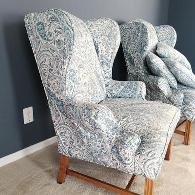 LOT 6: Pair of Wingback Armchairs