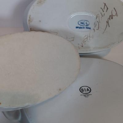 LOT 26: Bordallo Pinheiro Cabbage Bowl and Serving Plate, Matceramica Casserole Dish, Metal Scallop Plate & More