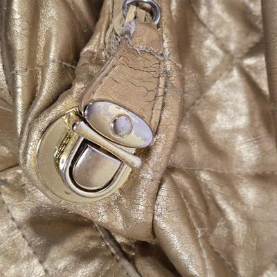 LOT 28: Metallic Gold Colored Handbag, Purple Sequined Scarf, Animal Print Scarf, and More Fashionable Scarves