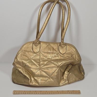 LOT 28: Metallic Gold Colored Handbag, Purple Sequined Scarf, Animal Print Scarf, and More Fashionable Scarves