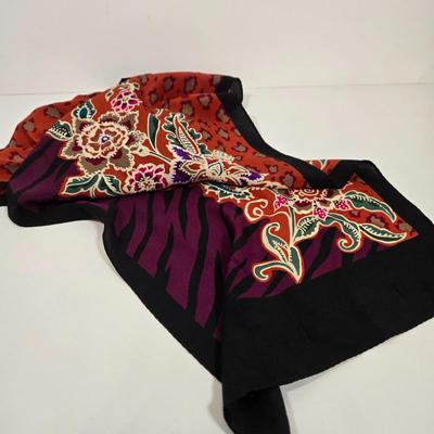 LOT 29: Beige Handbag, Christian Dior Scarf, Animal Print Scarves. and More