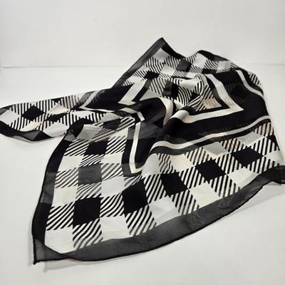 LOT 30: Houndstooth Canvas Rolling Duffle Bag, Two Jones New York Scarves, and More Black and White Scarves