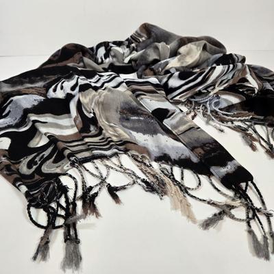 LOT 30: Houndstooth Canvas Rolling Duffle Bag, Two Jones New York Scarves, and More Black and White Scarves