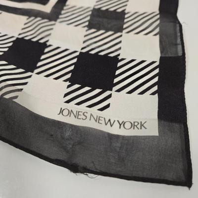 LOT 30: Houndstooth Canvas Rolling Duffle Bag, Two Jones New York Scarves, and More Black and White Scarves