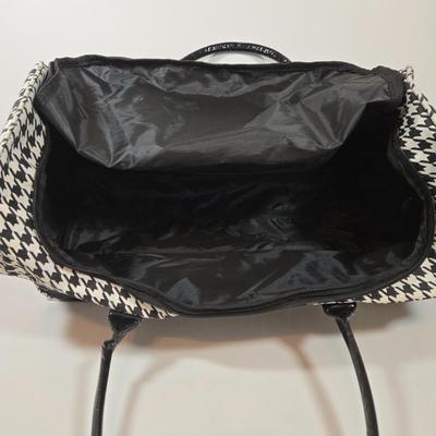 LOT 30: Houndstooth Canvas Rolling Duffle Bag, Two Jones New York Scarves, and More Black and White Scarves