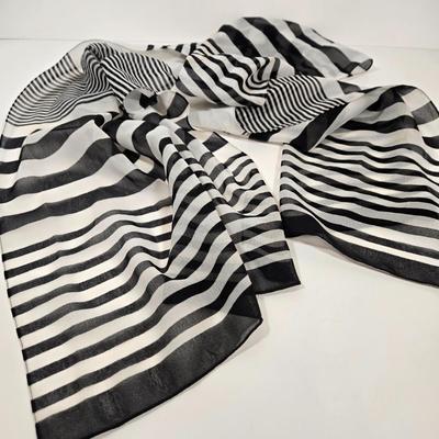 LOT 30: Houndstooth Canvas Rolling Duffle Bag, Two Jones New York Scarves, and More Black and White Scarves