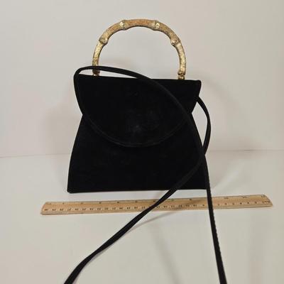 LOT 36: Two Evening Bags, Black Sequined Scarf with Fringe, and Two More Fashionable Scarves