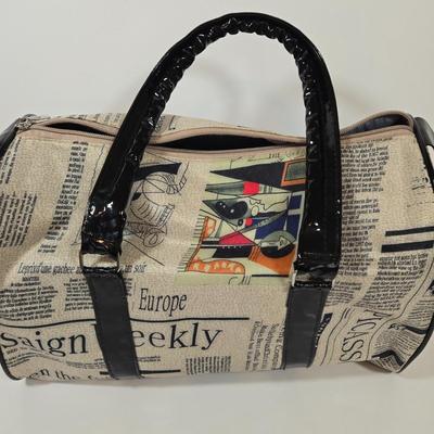 LOT 39: Newspaper Print Tote and Multiple Fashionable Scarves