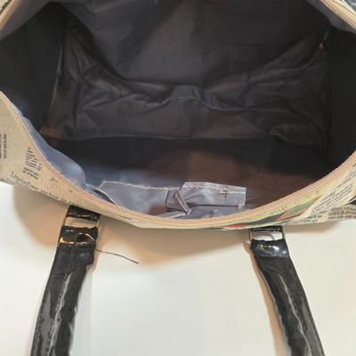 LOT 39: Newspaper Print Tote and Multiple Fashionable Scarves