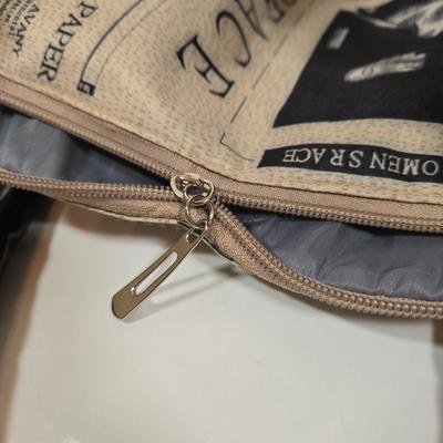 LOT 39: Newspaper Print Tote and Multiple Fashionable Scarves