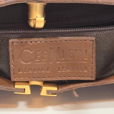 LOT 42: Cee Klein Leather Purse, Flowered Scarf with Gold-tone Metallic Threading, and Three More Fashionable Scarves