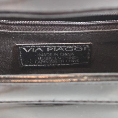 LOT 43: Via Piaggi Patent Clutch Bag with Shoulder Strap, Flowered Scarf with Pompoms, Sequined Scarf and More Stylish Scarves