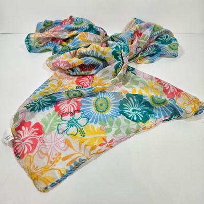 LOT 44: Teal Merona Purse, New York and Company Wristlet, Colorful Dotted Scarf, and Multiple Fun Colored Scarves