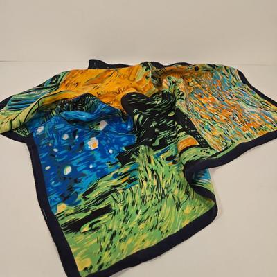 LOT 44: Teal Merona Purse, New York and Company Wristlet, Colorful Dotted Scarf, and Multiple Fun Colored Scarves