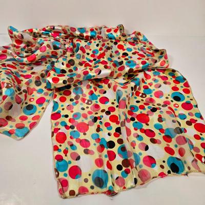 LOT 44: Teal Merona Purse, New York and Company Wristlet, Colorful Dotted Scarf, and Multiple Fun Colored Scarves