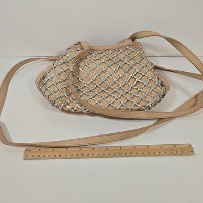 LOT 45: Sharif Woven Sachel Bag, Bueno Shoulder Bag, Fishnet Fringed Scarf, Real Estate Agent Scarf, and Flowered Scarf